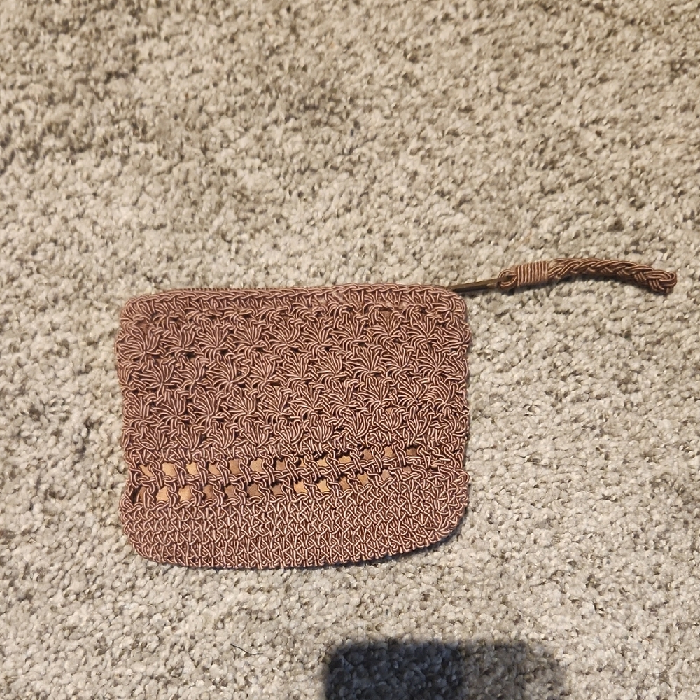 Elegant Brown Woven Coin Purse